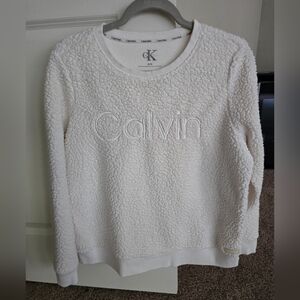 Calvin Klein White Fleece Sweater